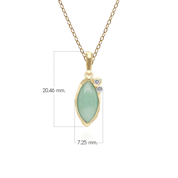 Pendentif Irrégulier en Argent Sterling Doré à l'Or Fin avec Jade Verte Teinte Marquise et Topaze