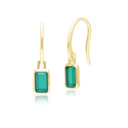 Boucles d'Oreilles Pendantes Classique avec Calcédoine Baguette en Or Jaune 9 carats