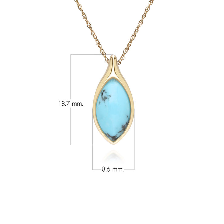 Collier pendentif classique en or jaune 9 carats avec turquoise marquise