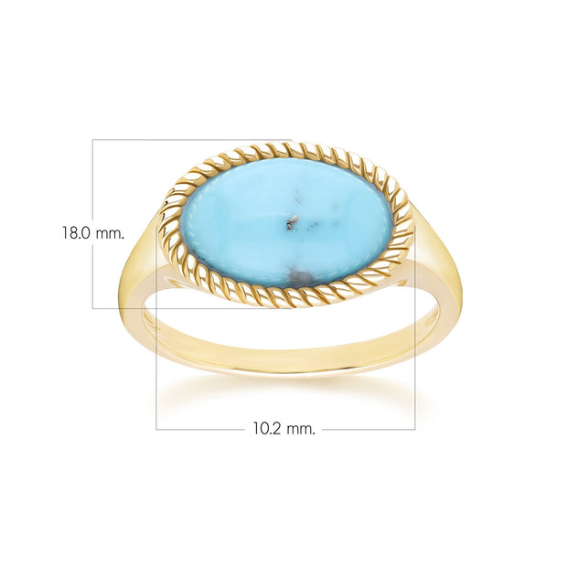 Bague classique avec turquoise ovale en or jaune 9 carats