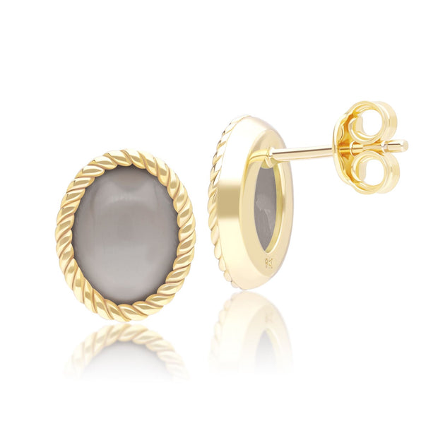 Boucles d'oreilles Clou Classique avec pierre de lune noire en or jaune 9 carats