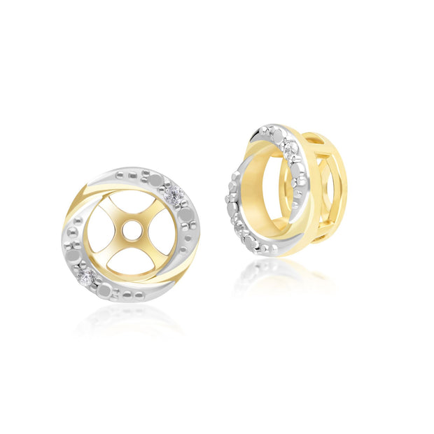 Boucles d'Oreilles Jacket Classic Torsadées en Or Jaune 9ct avec Diamants