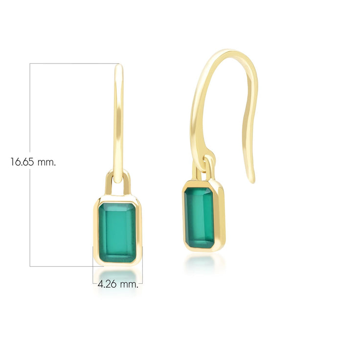 Boucles d'Oreilles Pendantes Classique avec Calcédoine Baguette en Or Jaune 9 carats