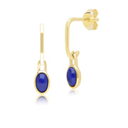 Boucles d'Oreilles Pendantes Classique avec Lapis Lazuli en Or Jaune 9 carats