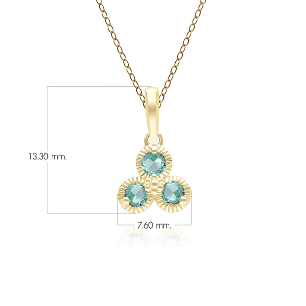 Pendentif Floral avec Trois Emeraudes en Or Jaune 9 Carats