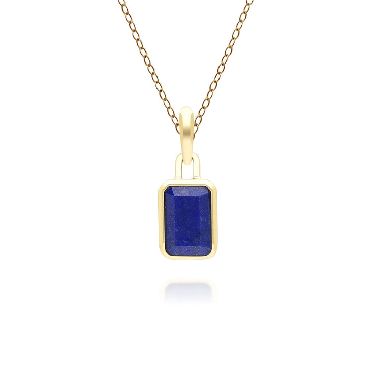 Pendentif Classique avec Lapis Lazuli Baguette en Or Jaune 9 carats