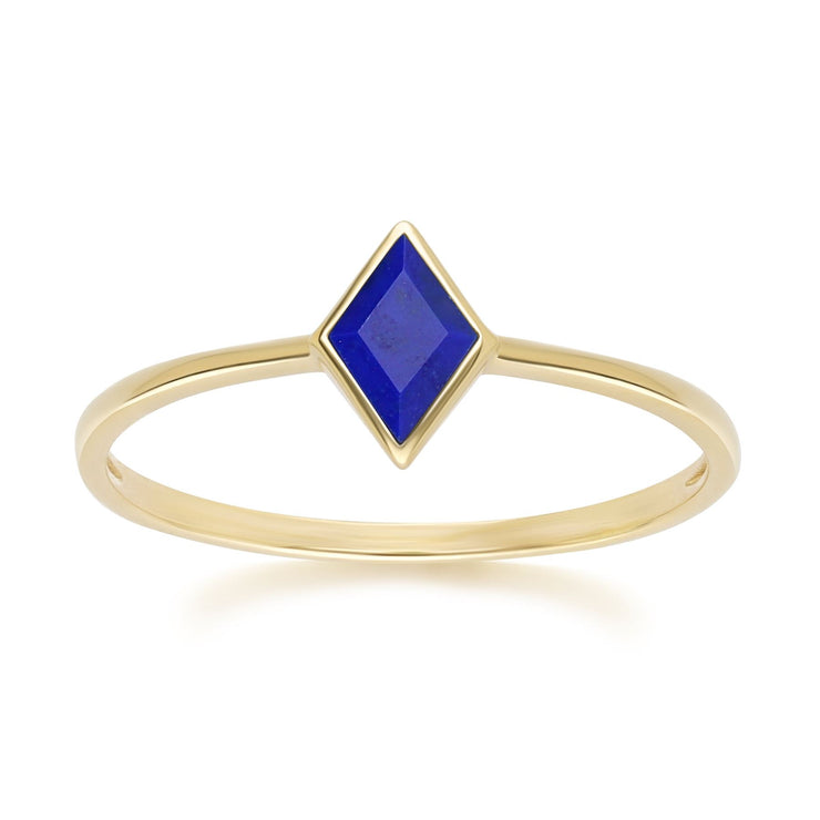 Bague Classique avec Lapis Lazuli en Or Jaune 9 carats