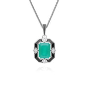 Collier Grand Deco en argent sterling avec pendentif en émail noir, calcédoine et topaze