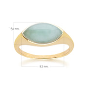 Bague classique en jadéite verte marquise en or jaune 9 carats