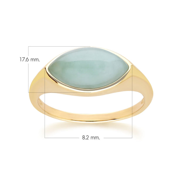 Bague classique en jadéite verte marquise en or jaune 9 carats