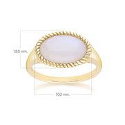 Bague classique avec pierre de lune arc-en-ciel ovale en or jaune 9 carats