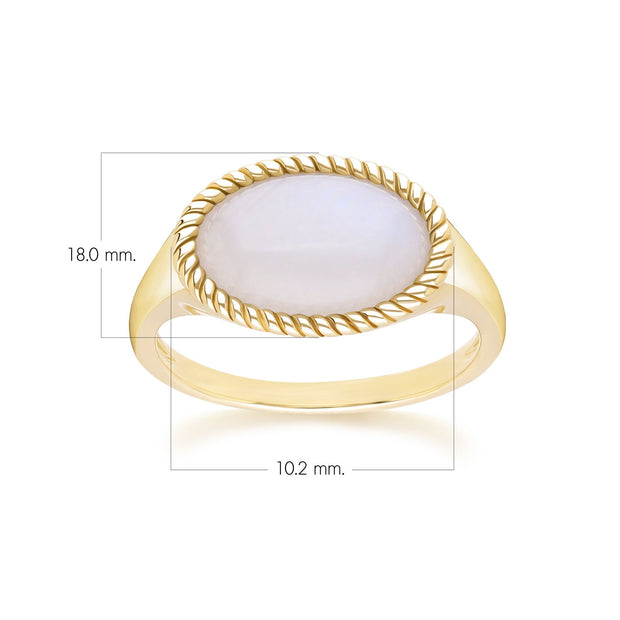Bague classique avec pierre de lune arc-en-ciel ovale en or jaune 9 carats