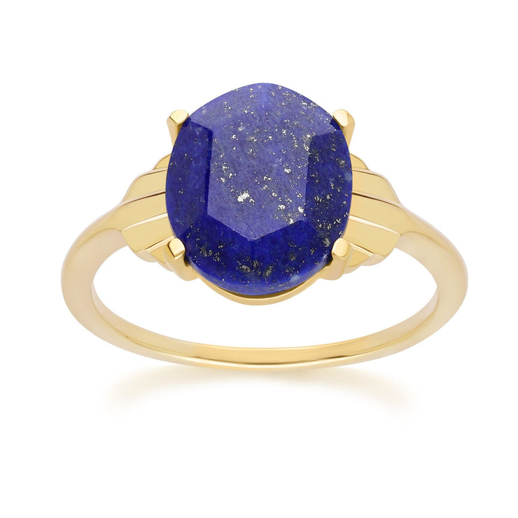 Bague Ovale Lapis Lazuli Grand Déco en Or Vermeil