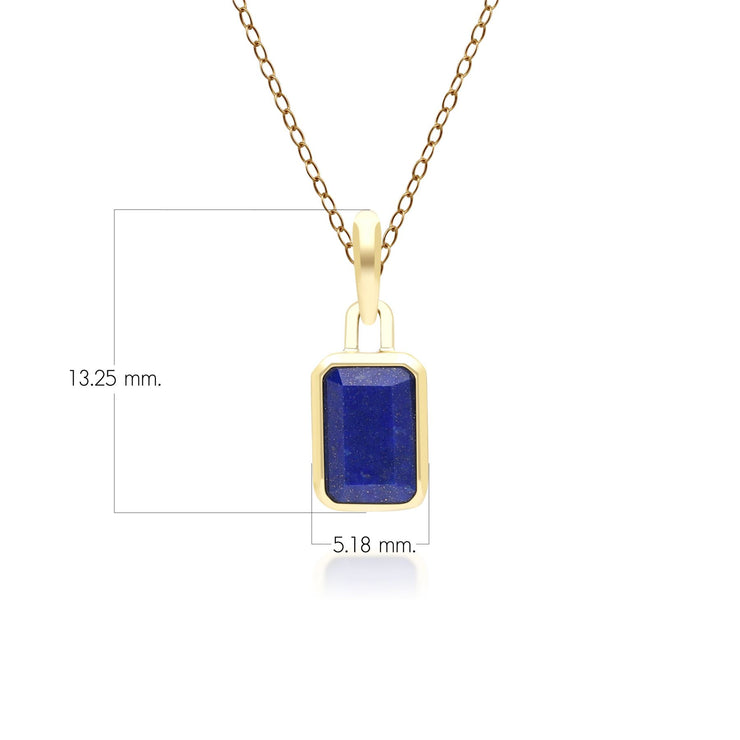 Pendentif Classique avec Lapis Lazuli Baguette en Or Jaune 9 carats