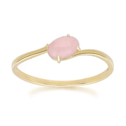 Bague Classique avec Opale Rose Ovale en Or Jaune 9ct