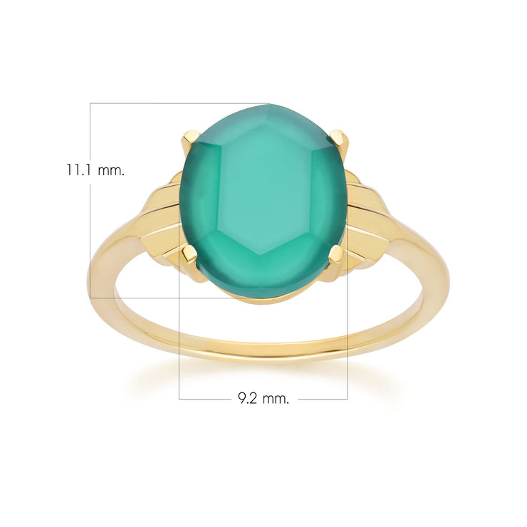 Bague Grand Deco en calcédoine ovale en vermeil doré
