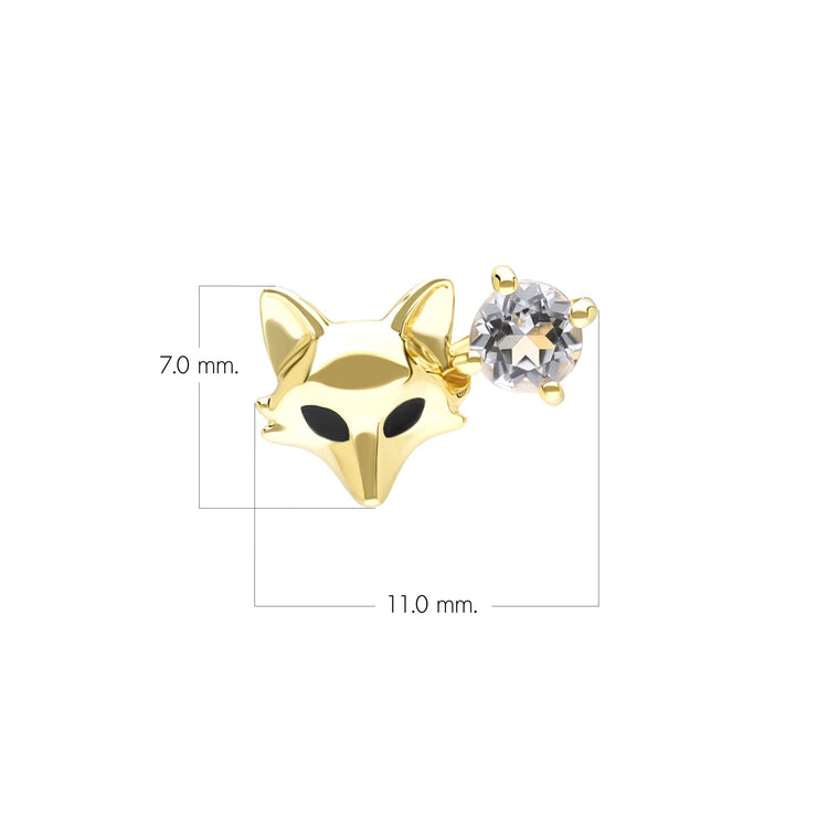 Broche Epingle renard Gardenia en or jaune 9 carats avec Topaze