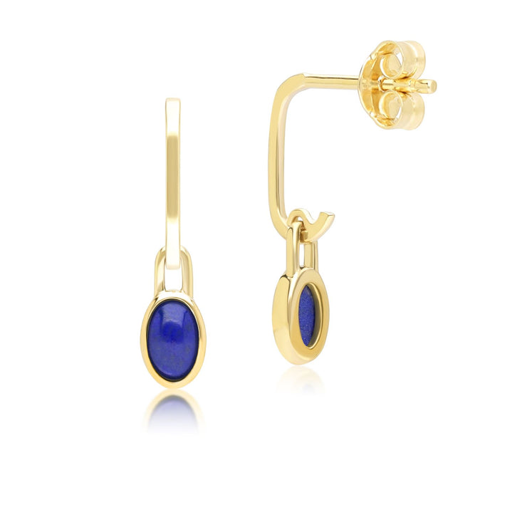 Boucles d'Oreilles Pendantes Classique avec Lapis Lazuli en Or Jaune 9 carats