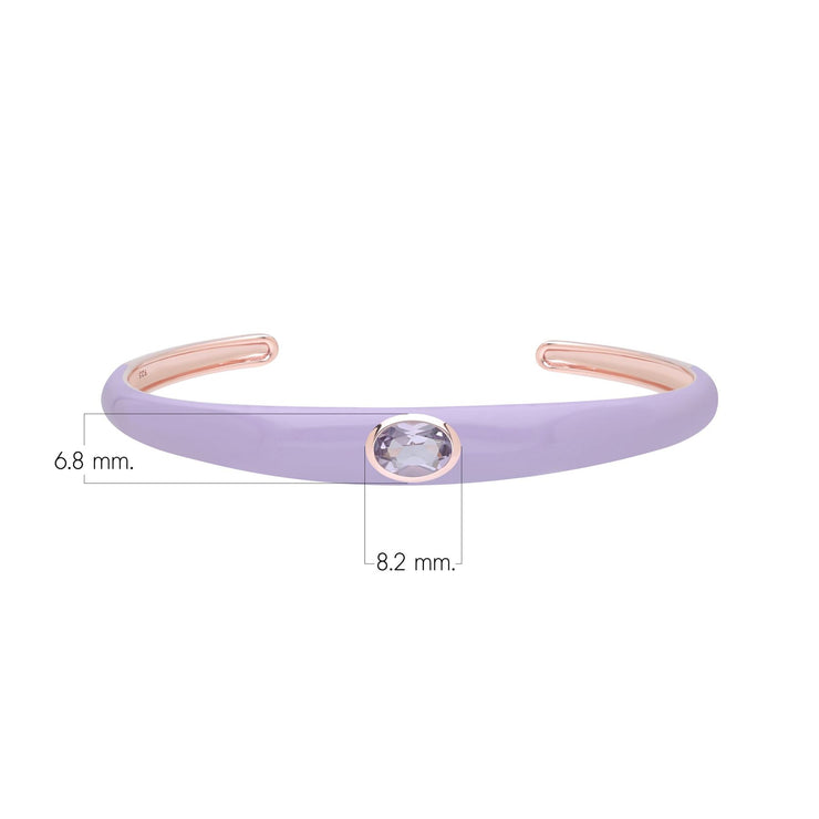 Bracelet Jonc Siberian Waltz En Émail Violet Et Améthyste Octogonale En Or Vermeil Rose