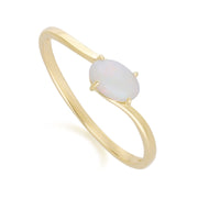 Bague Classique avec Opale Ovale en Or Jaune 9ct