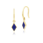 Boucles d'Oreilles Pendantes Classique avec Lapis Lazuli en Or Jaune 9 carats