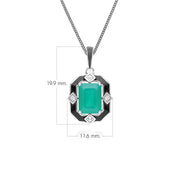 Collier Grand Deco en argent sterling avec pendentif en émail noir, calcédoine et topaze