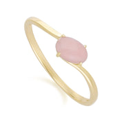 Bague Classique avec Opale Rose Ovale en Or Jaune 9ct