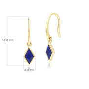 Boucles d'Oreilles Pendantes Classique avec Lapis Lazuli en Or Jaune 9 carats