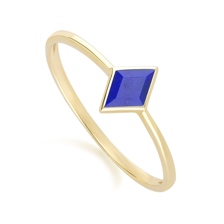 Bague Classique avec Lapis Lazuli en Or Jaune 9 carats