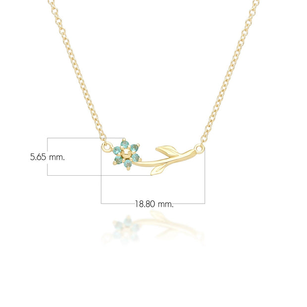 Collier Floral Vigne avec Emeraudes en Or Jaune 9ct