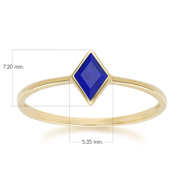 Bague Classique avec Lapis Lazuli en Or Jaune 9 carats