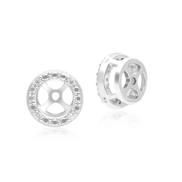 Boucles d'Oreilles Jacket Classic en Or Blanc 9ct avec Diamants