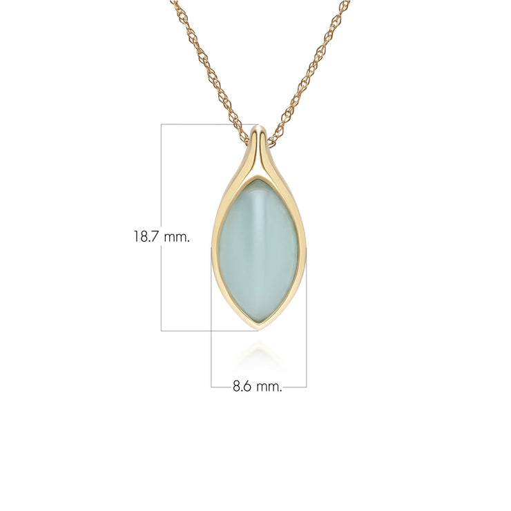 Collier pendentif classique avec jadéite verte marquise en or jaune 9 carats