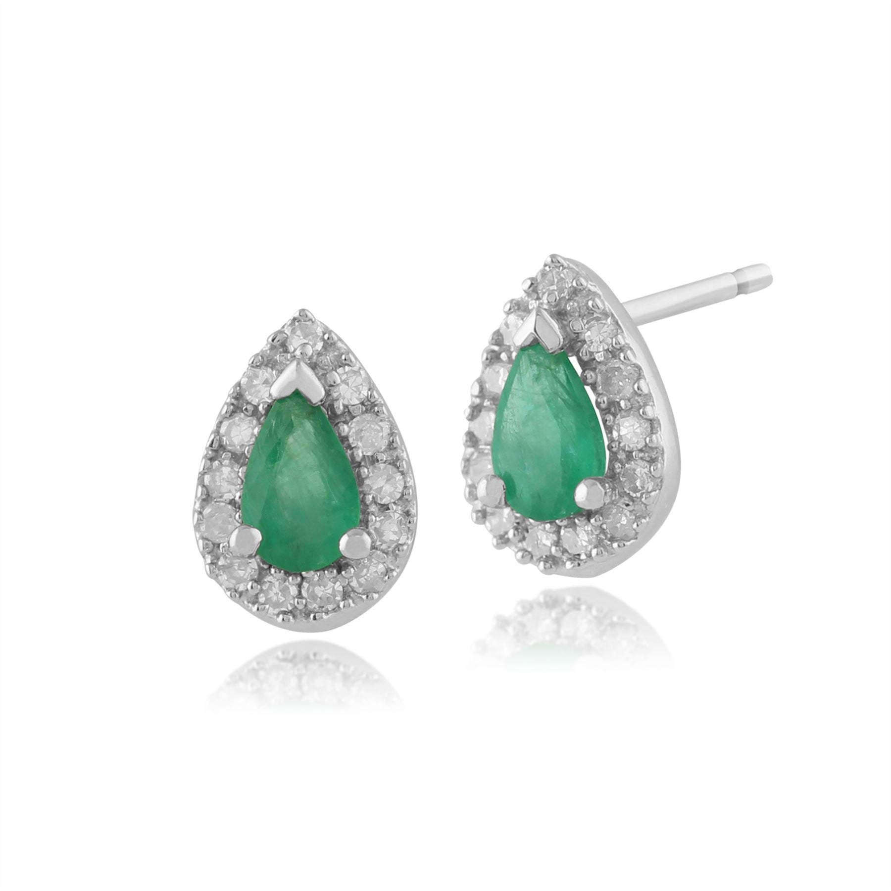 Boucles d'Oreilles Pendantes Or Émeraude Vert Poire & Diamants