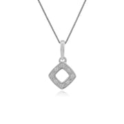 Pendentif et Bracelet Classique Or Blanc 375 Diamant Carré Ajouré