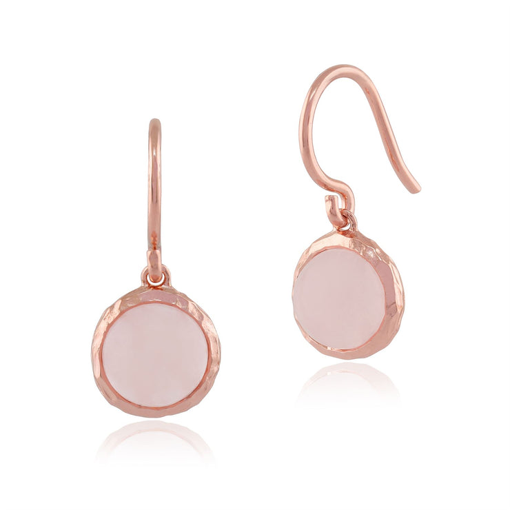 Quartz Rose 'Irida' Pastel Earrings in 9ct Plaqué Or Rose Argent Sterling