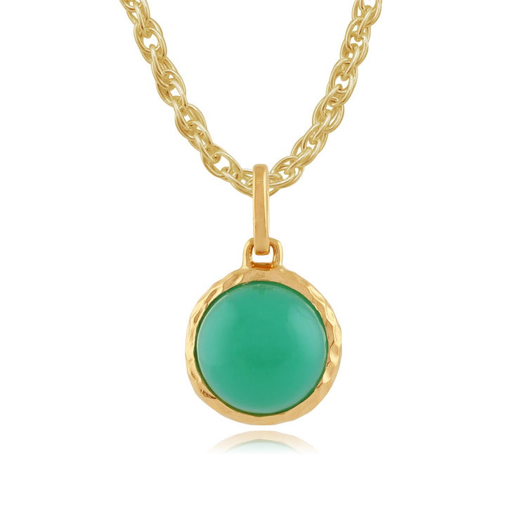 Chrysoprase 'Irida' Pastel Collier en 9ct Or Jaune Plaqué Argent Sterling