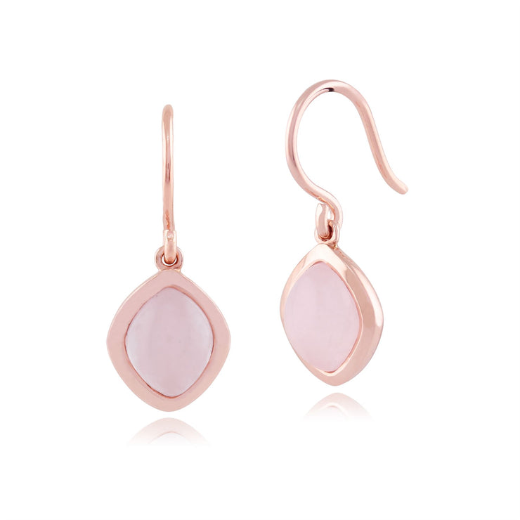 Quartz Rose 'Oxypetalum' Pastel Boucles D'oreilles Goutte en 9ct Plaqué Or Rose Argent Sterling