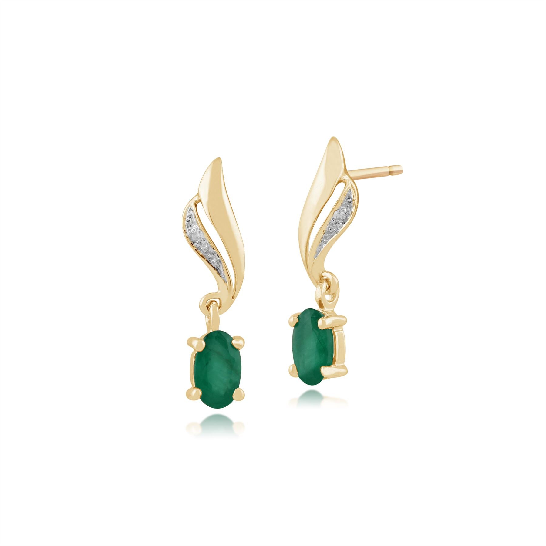 Boucles d'Oreilles Pendantes Or Émeraude Vert Poire & Diamants