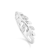 Bague et Boucles d'Oreilles Clou O Leaf Or Blanc 375 Diamant