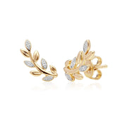 Collier et Boucles d'Oreilles Clou O Leaf Or Jaune 375 Diamant