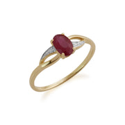 Gemondo Bague Rubis, 9ct Or Jaune 0.63ct Rubis & Diamant Bague
