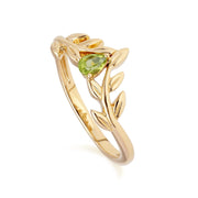 Bague et Boucles d'Oreilles Clou O Leaf Or Jaune 375 Péridot