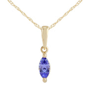 Pendentif et Boucles d'Oreilles Clou Classique Or Jaune 375 Tanzanite Marquise