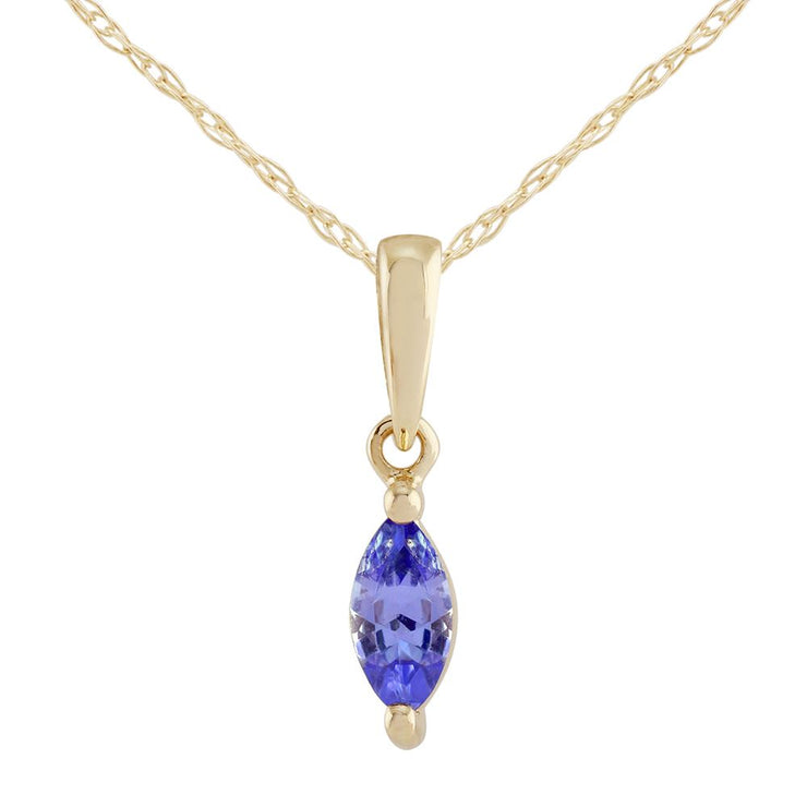 Pendentif et Boucles d'Oreilles Clou Classique Or Jaune 375 Tanzanite Marquise