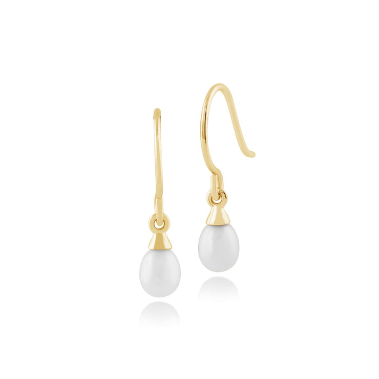 Boucles d'Oreilles et Pendentif Classique Or Jaune 375 Perles de Culture