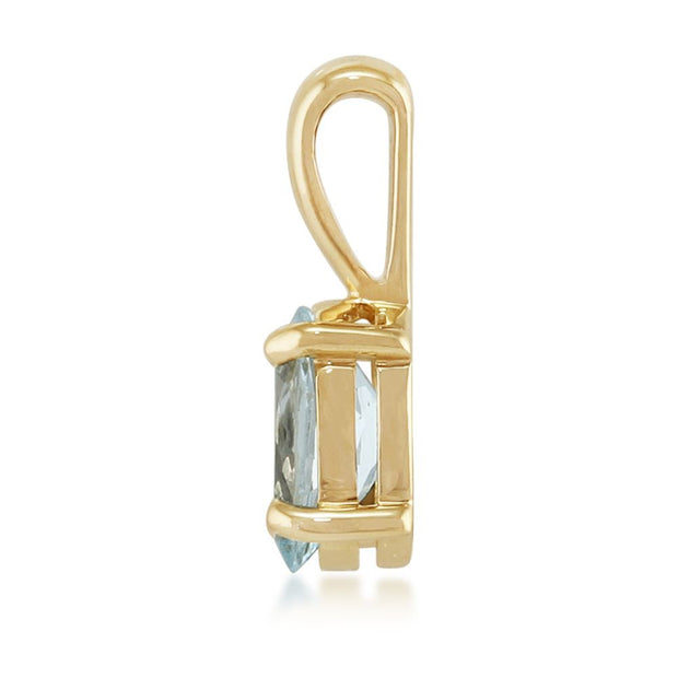 Pendentif Classique Or Jaune 375 Aigue-Marine Ovale