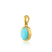 Pendentif Classique Or Jaune 375 Turquoise Cabochon