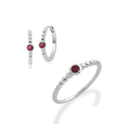 Bague et Boucles d'Oreilles Créoles Essentiel Argent 925 Rubis