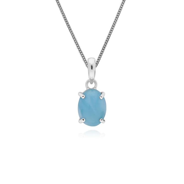 Bracelet et Pendentif Oval Classique Argent 925 Larimar